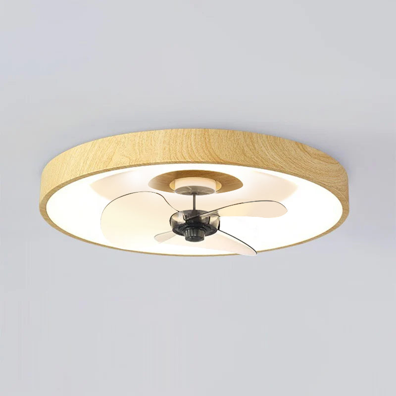 Modern Simplistic Round Iron Copper Acrylic LED Flush Mount Ceiling Fan Light For Bedroom-Orizon Depot