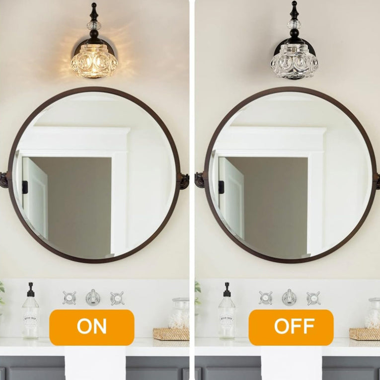 Contemporary Retro Iron Glass Petal Round Multi Light Wall Sconce Vanity Lamp for Bathroom-Orizon Depot