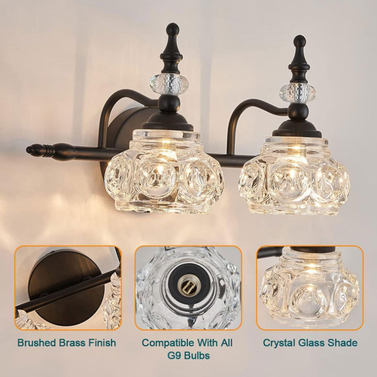 Contemporary Retro Iron Glass Petal Round Multi Light Wall Sconce Vanity Lamp for Bathroom-Orizon Depot