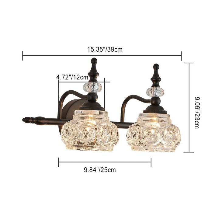 Contemporary Retro Iron Glass Petal Round Multi Light Wall Sconce Vanity Lamp for Bathroom-Orizon Depot