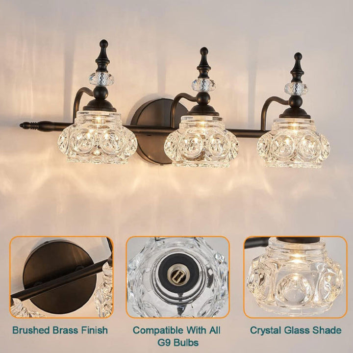 Contemporary Retro Iron Glass Petal Round Multi Light Wall Sconce Vanity Lamp for Bathroom-Orizon Depot