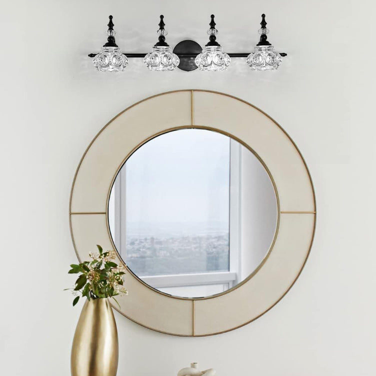 Contemporary Retro Iron Glass Petal Round Multi Light Wall Sconce Vanity Lamp for Bathroom