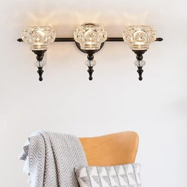 Contemporary Retro Iron Glass Petal Round Multi Light Wall Sconce Vanity Lamp for Bathroom-Orizon Depot