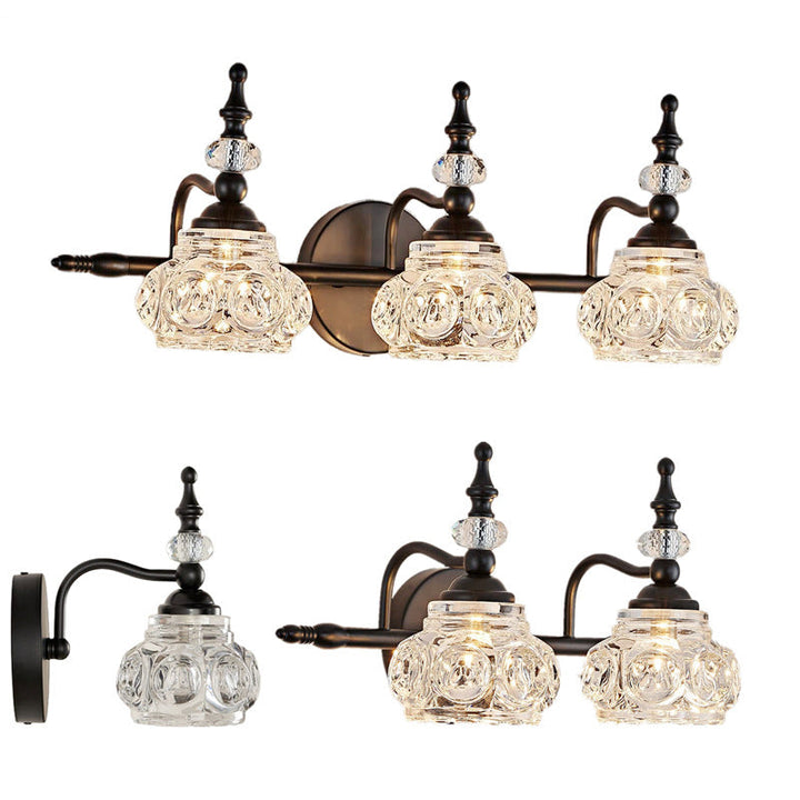 Contemporary Retro Iron Glass Petal Round Multi Light Wall Sconce Vanity Lamp for Bathroom-Orizon Depot