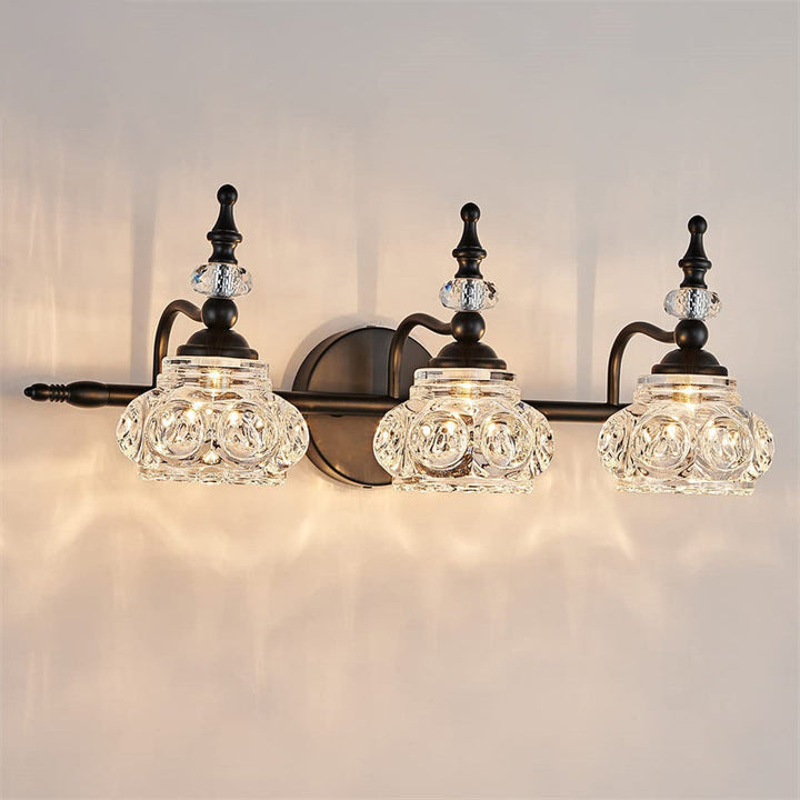 Contemporary Retro Iron Glass Petal Round Multi Light Wall Sconce Vanity Lamp for Bathroom-Orizon Depot