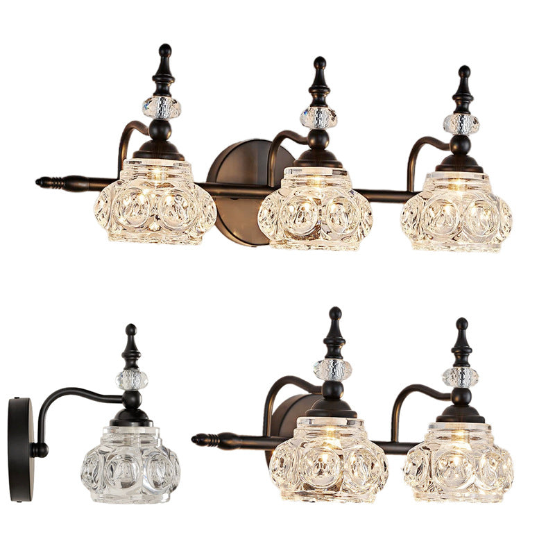 Contemporary Retro Iron Glass Petal Round Multi Light Wall Sconce Vanity Lamp for Bathroom-Orizon Depot