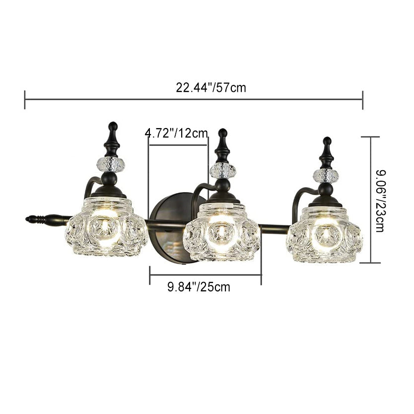 Contemporary Retro Iron Glass Petal Round Multi Light Wall Sconce Vanity Lamp for Bathroom-Orizon Depot