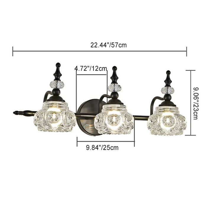 Contemporary Retro Iron Glass Petal Round Multi Light Wall Sconce Vanity Lamp for Bathroom-Orizon Depot