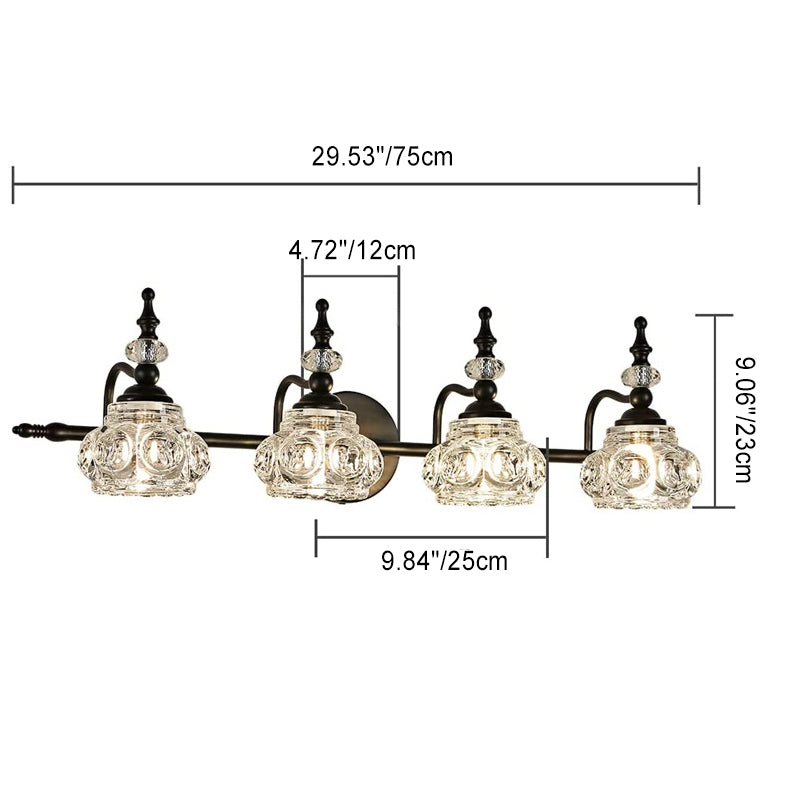 Contemporary Retro Iron Glass Petal Round Multi Light Wall Sconce Vanity Lamp for Bathroom-Orizon Depot
