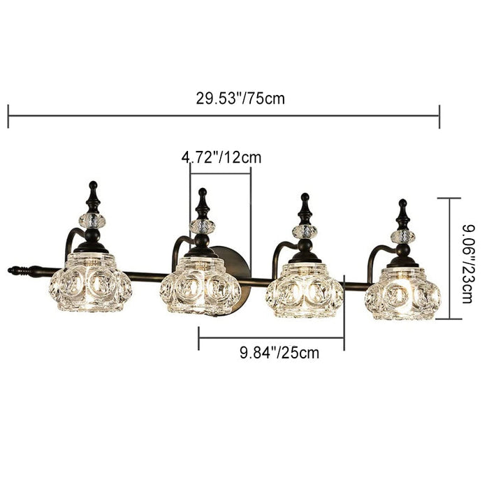 Contemporary Retro Iron Glass Petal Round Multi Light Wall Sconce Vanity Lamp for Bathroom-Orizon Depot