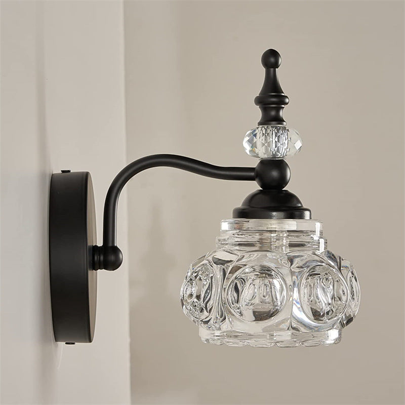 Contemporary Retro Iron Glass Petal Round Multi Light Wall Sconce Vanity Lamp for Bathroom-Orizon Depot