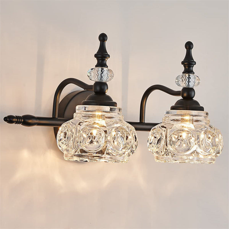 Contemporary Retro Iron Glass Petal Round Multi Light Wall Sconce Vanity Lamp for Bathroom-Orizon Depot