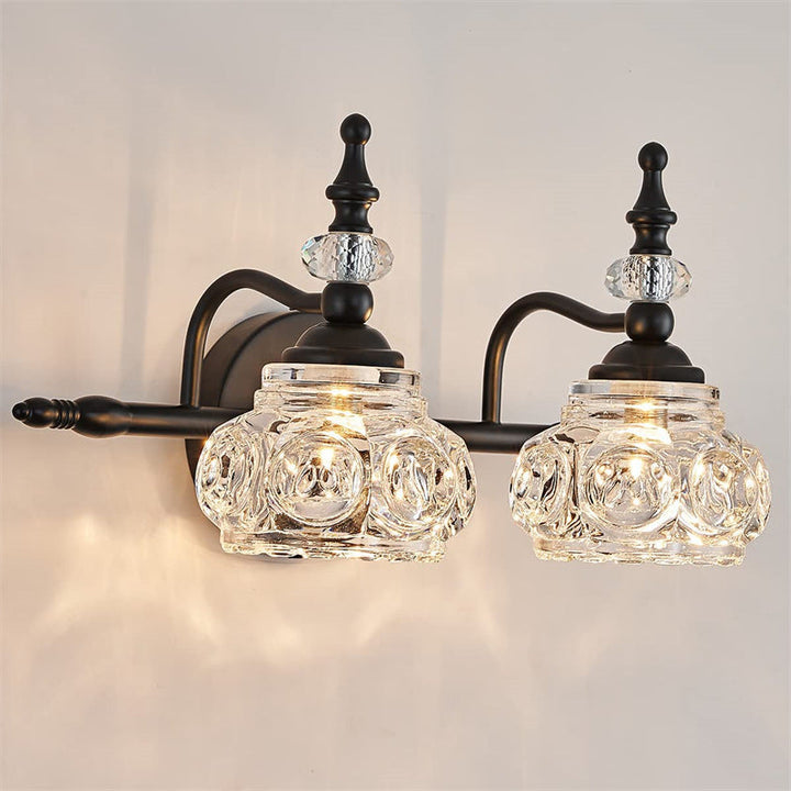 Contemporary Retro Iron Glass Petal Round Multi Light Wall Sconce Vanity Lamp for Bathroom-Orizon Depot