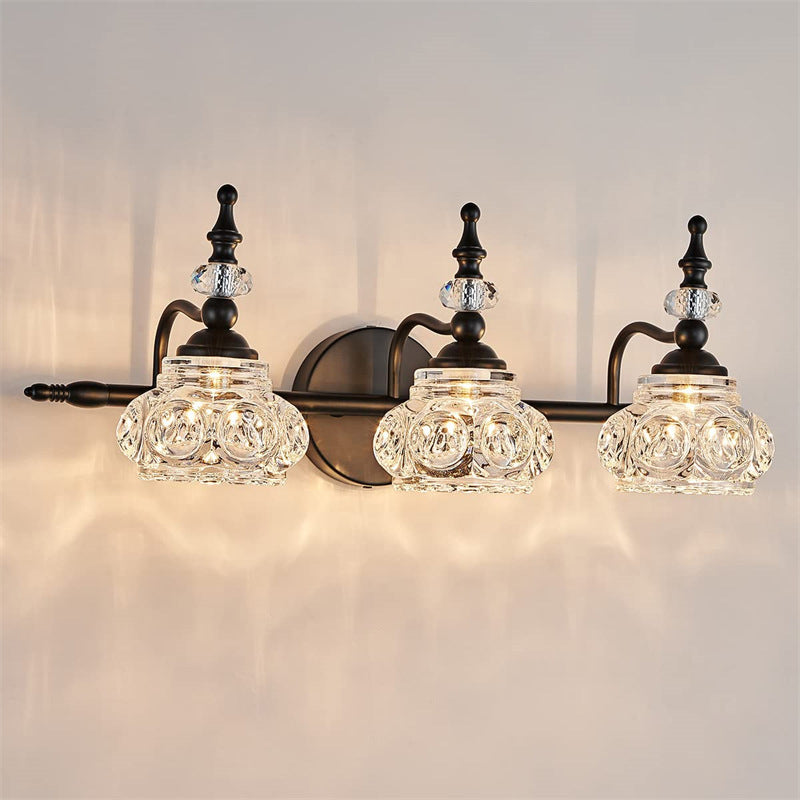 Contemporary Retro Iron Glass Petal Round Multi Light Wall Sconce Vanity Lamp for Bathroom-Orizon Depot