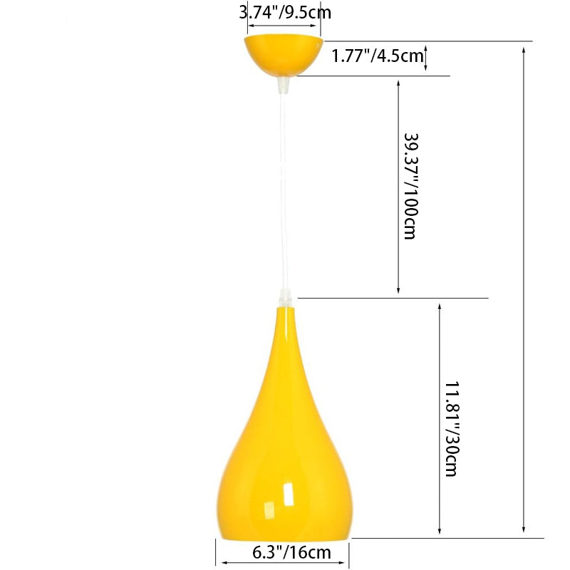 Nordic Iron Wood Aluminum Pumpkin Water Drop 1-Light Pendant Light-Orizon Depot