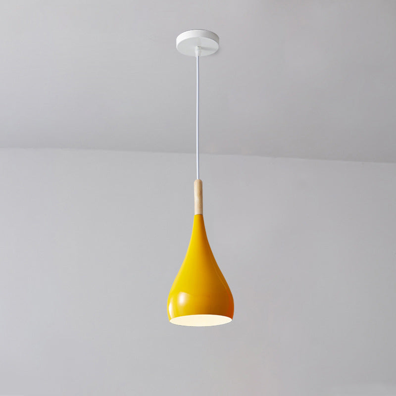 Nordic Iron Wood Aluminum Pumpkin Water Drop 1-Light Pendant Light-Orizon Depot