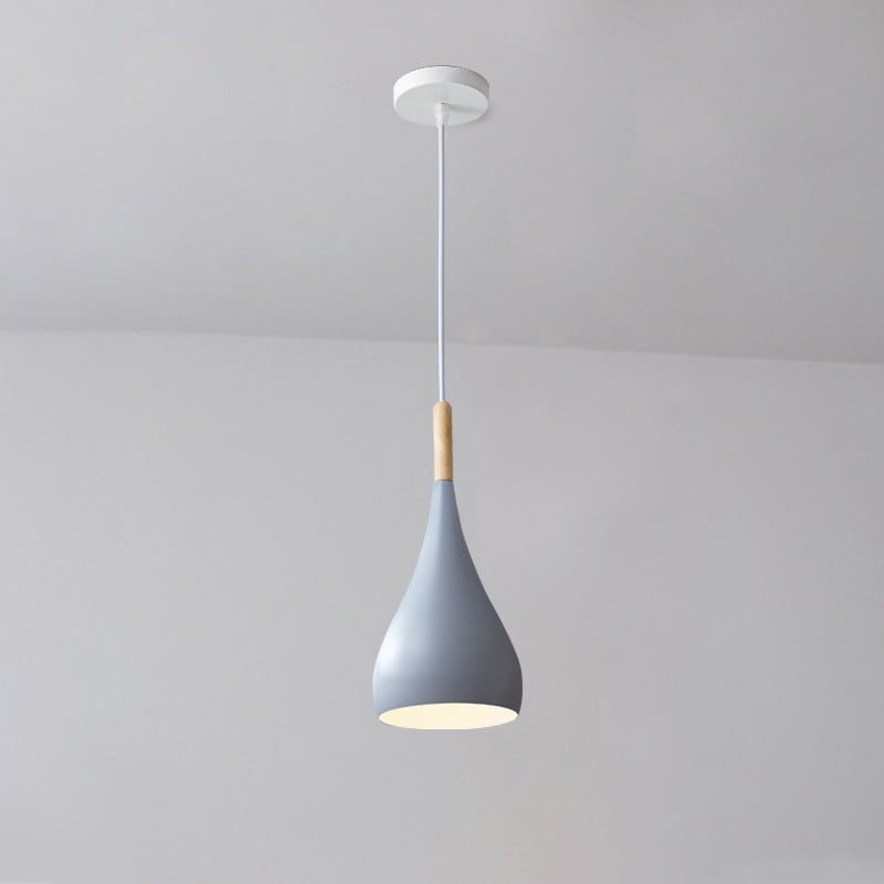 Contemporary Nordic Iron Wood Aluminum Gourd Water Drop 1-Light Hanging Lamp For Dining Room-Orizon Depot