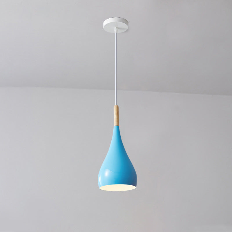 Nordic Iron Wood Aluminum Pumpkin Water Drop 1-Light Pendant Light-Orizon Depot
