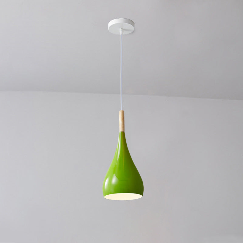 Contemporary Nordic Iron Wood Aluminum Gourd Water Drop 1-Light Hanging Lamp For Dining Room-Orizon Depot