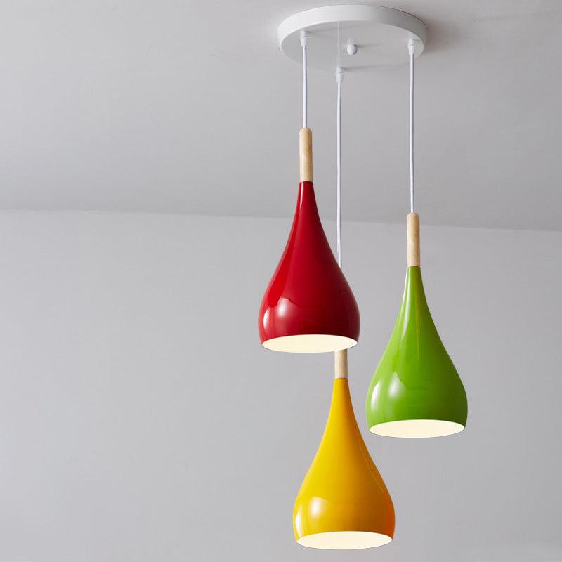 Contemporary Nordic Iron Wood Aluminum Gourd Water Drop 1-Light Hanging Lamp For Dining Room-Orizon Depot