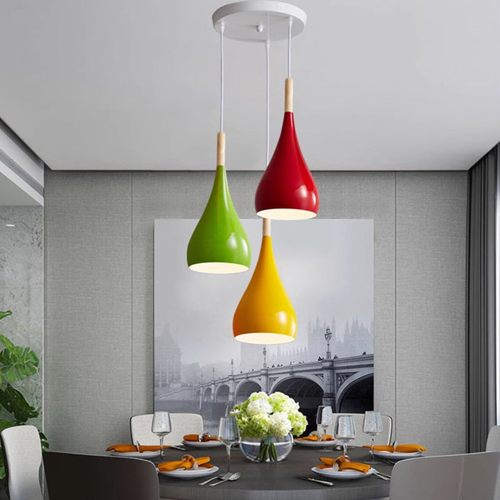 Nordic Iron Wood Aluminum Pumpkin Water Drop 1-Light Pendant Light-Orizon Depot