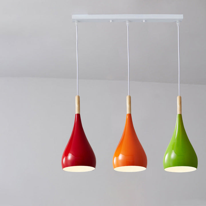Nordic Iron Wood Aluminum Pumpkin Water Drop 1-Light Pendant Light-Orizon Depot