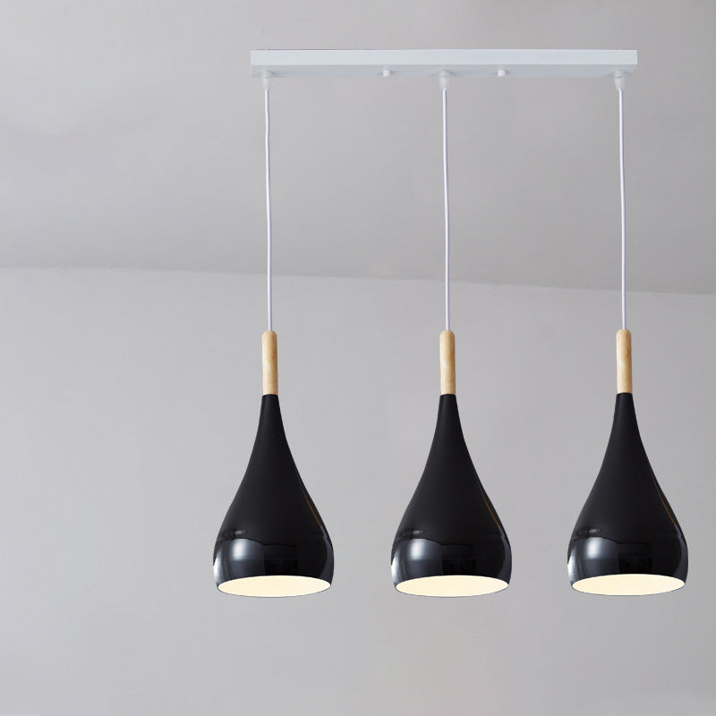 Contemporary Nordic Iron Wood Aluminum Gourd Water Drop 1-Light Hanging Lamp For Dining Room-Orizon Depot