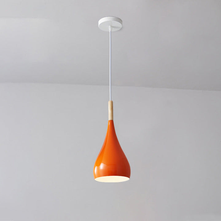 Nordic Iron Wood Aluminum Pumpkin Water Drop 1-Light Pendant Light-Orizon Depot