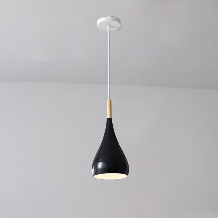 Contemporary Nordic Iron Wood Aluminum Gourd Water Drop 1-Light Hanging Lamp For Dining Room-Orizon Depot