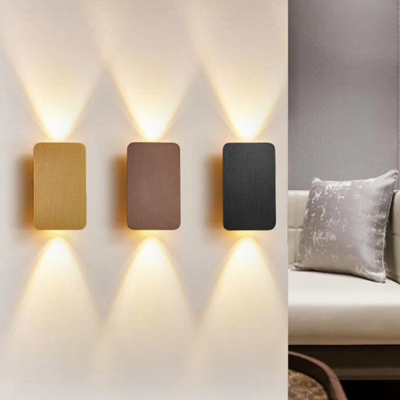 Nordic Minimalist Aluminum Rectangular Flat Panel LED Wall Sconce 2-Light Lamp