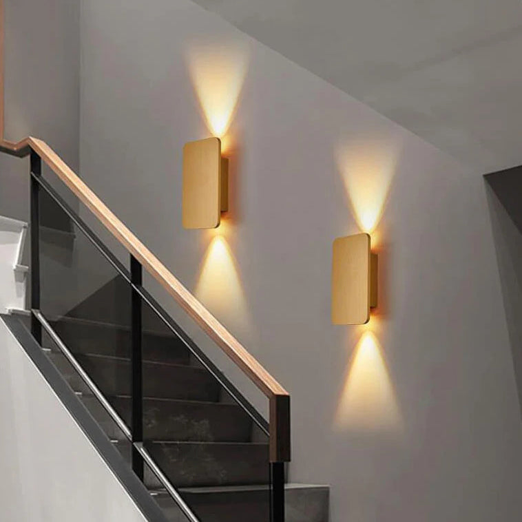Nordic Minimalist Aluminum Rectangular Flat Panel LED Wall Sconce 2-Light Lamp
