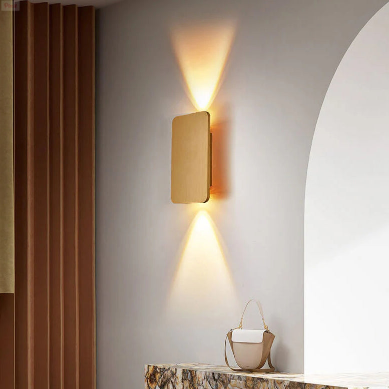 Nordic Minimalist Aluminum Rectangular Flat Panel LED Wall Sconce 2-Light Lamp