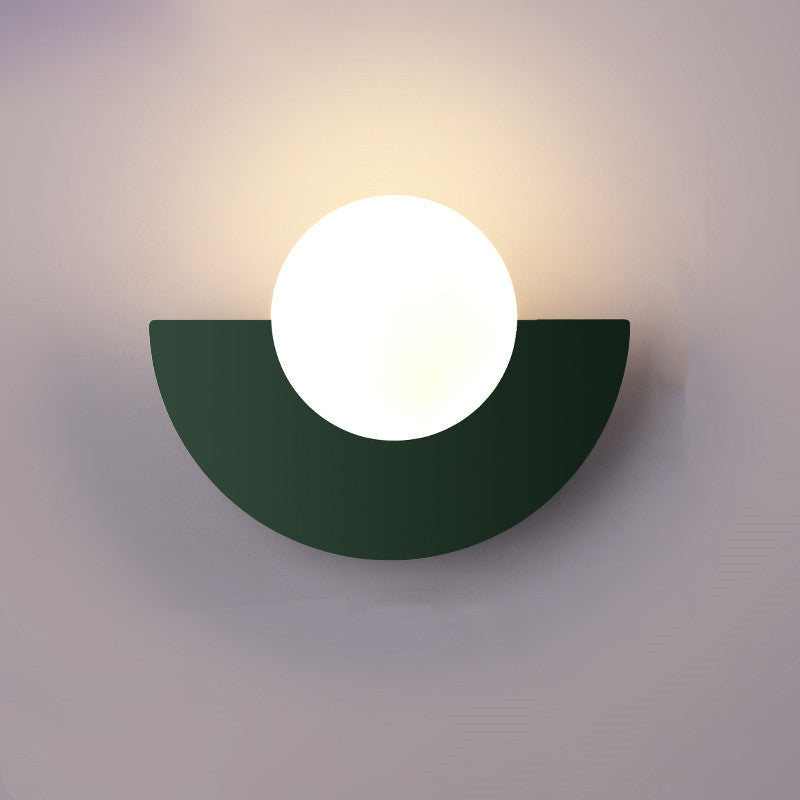 Modern Minimalist Colorful Glass Sphere Semicircle 1-Light Wall Sconce Lamp