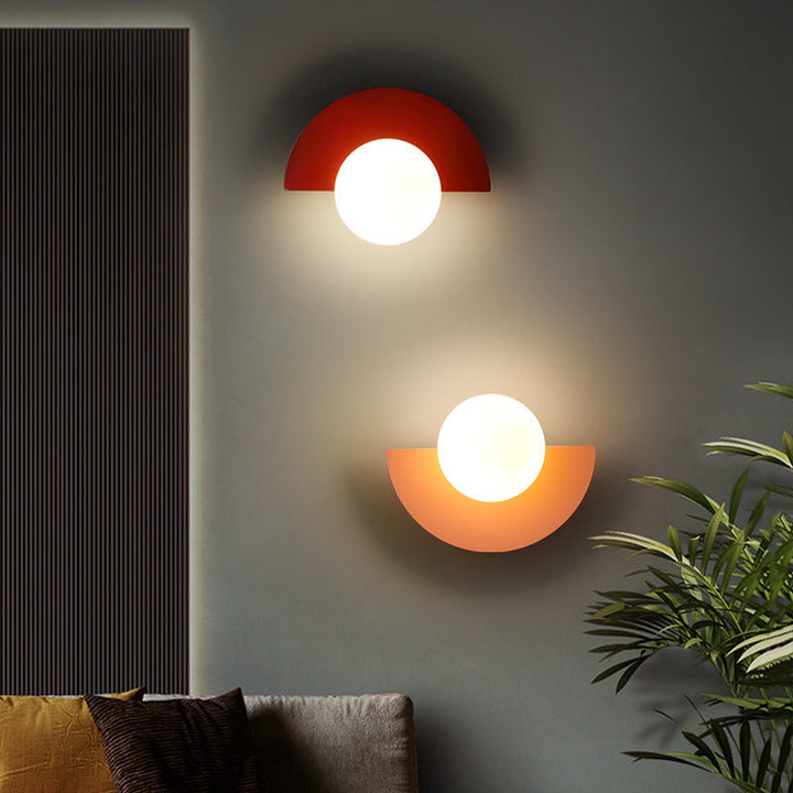 Modern Minimalist Colorful Glass Sphere Semicircle 1-Light Wall Sconce Lamp-Orizon Depot