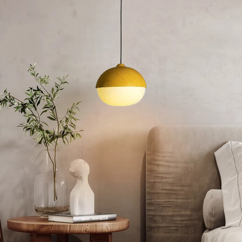 Modern Beige Style Nut 1-Light Globe Pendant Lamp-Orizon Depot