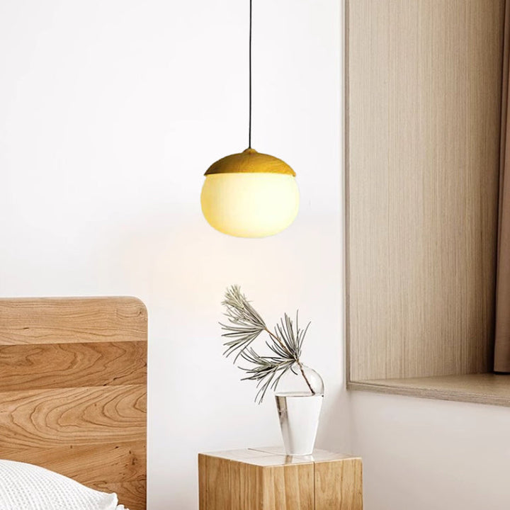 Modern Beige Style Nut 1-Light Globe Pendant Lamp-Orizon Depot