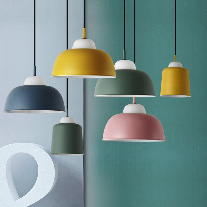 Nordic Modern Creative Macaron Aluminum 1-Light Dome Pendant Lamp-Orizon Depot