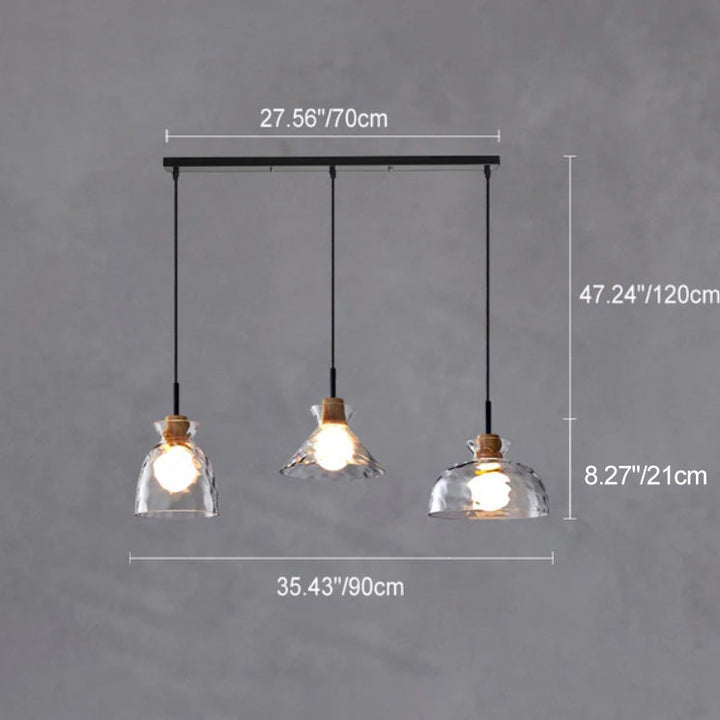Modern Nordic Clear Rippled Glass Shaded 1-Lamp Pendant Light-Orizon Depot