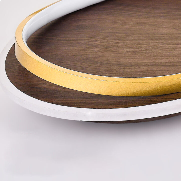 Nordic Minimalist Walnut Wood Grain Circular LED Ceiling Light Fixture-Orizon Depot
