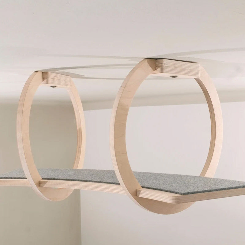 Modern Minimalist Round Curved Cat Tree Condo with Hammock for Living Room-Orizon Depot