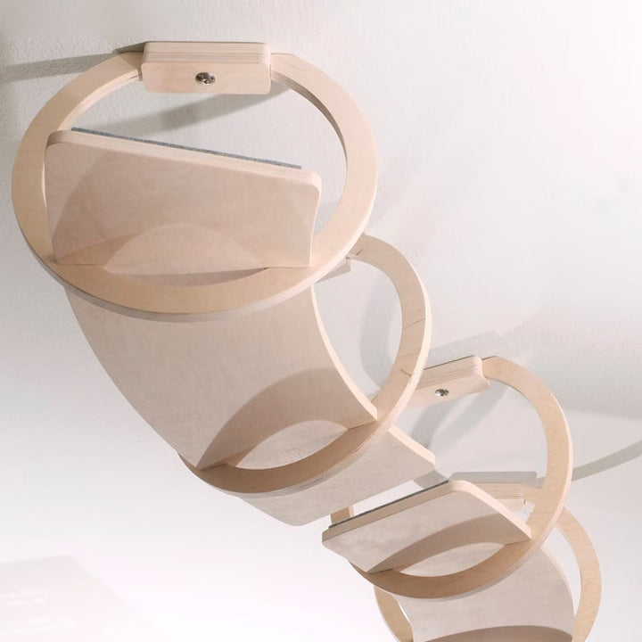 Modern Minimalist Round Curved Cat Tree Condo with Hammock for Living Room-Orizon Depot