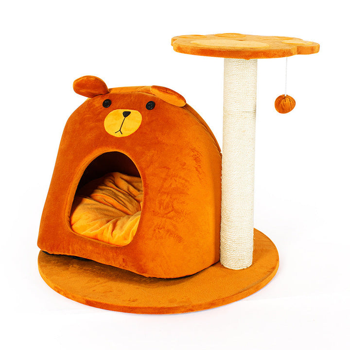 Teddy Bear-Shaped Honey Pot Cat Tree Condo with Perch for Living Room-Orizon Depot