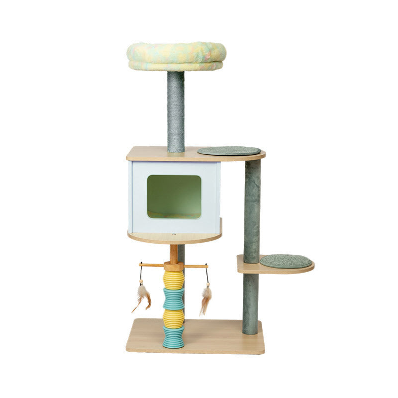 Modern Nordic Rectangular Cat Tree Condo with Velvet and Sisal Fabric-Orizon Depot