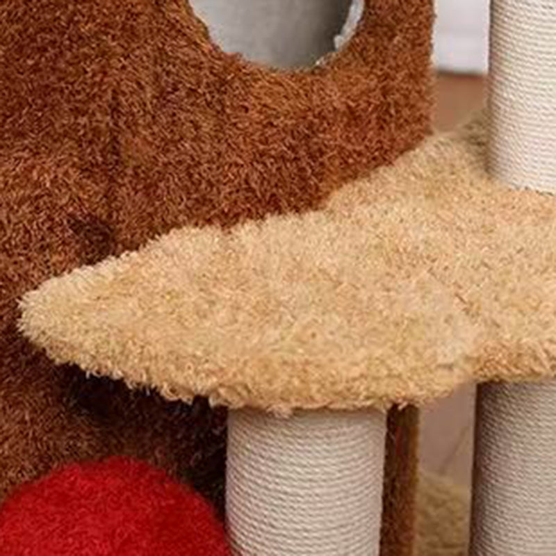 Modern Cylindrical Pine Wood Cat Tree Condo with Fleece & Sisal-Orizon Depot
