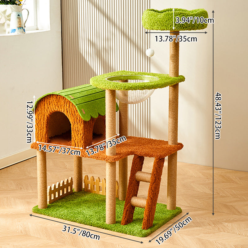 Modern Cylindrical Cat Tree with Condo, Fleece and Sisal Design-Orizon Depot