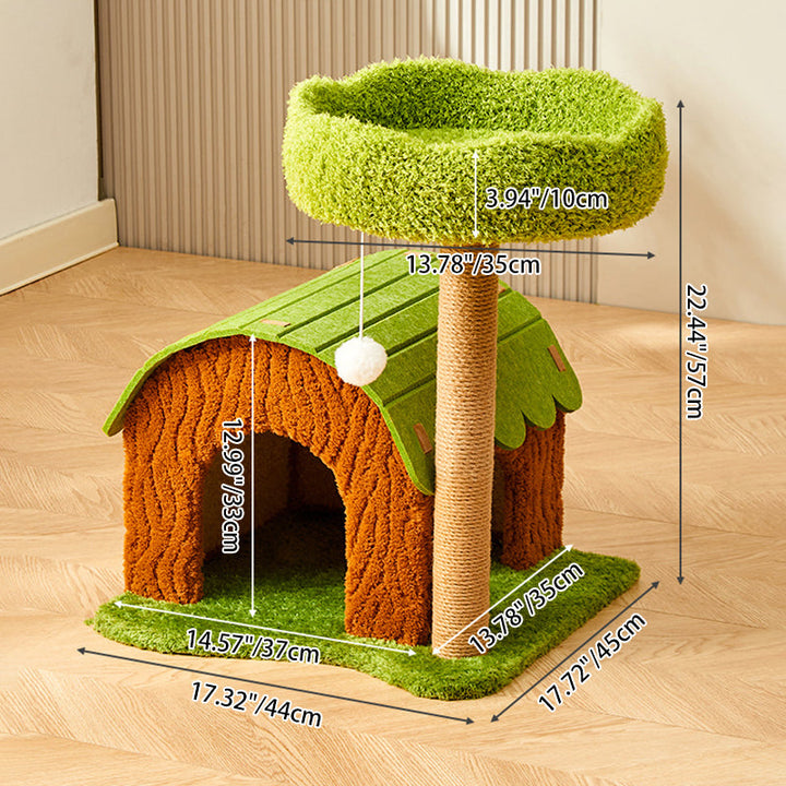 Modern Cylindrical Cat Tree with Condo, Fleece and Sisal Design-Orizon Depot
