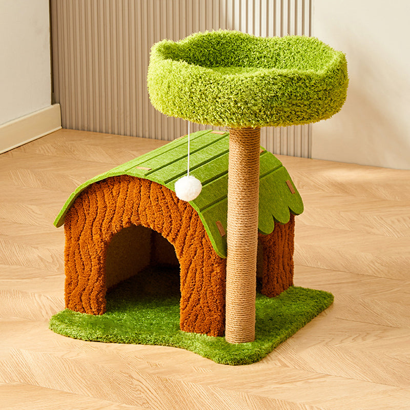 Modern Cylindrical Cat Tree with Condo, Fleece and Sisal Design-Orizon Depot
