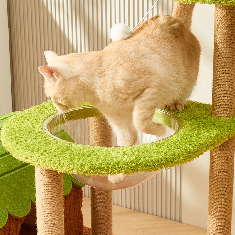 Modern Cylindrical Cat Tree with Condo, Fleece and Sisal Design-Orizon Depot
