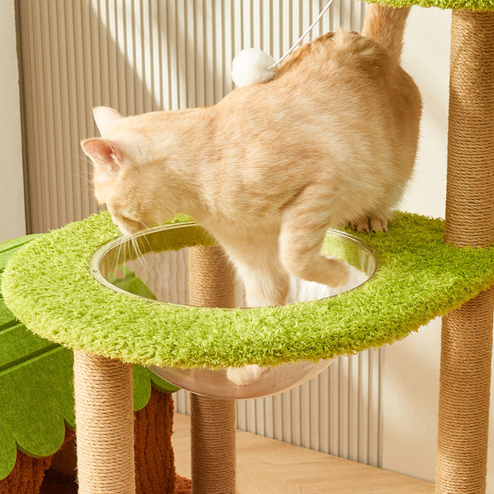 Modern Cylindrical Cat Tree with Condo, Fleece and Sisal Design-Orizon Depot