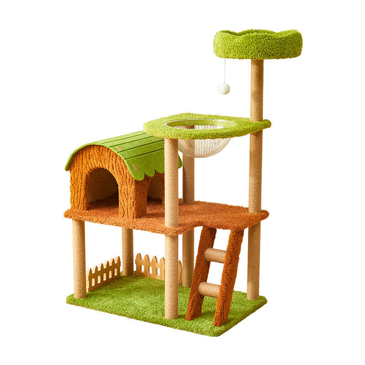Modern Cylindrical Cat Tree with Condo, Fleece and Sisal Design-Orizon Depot